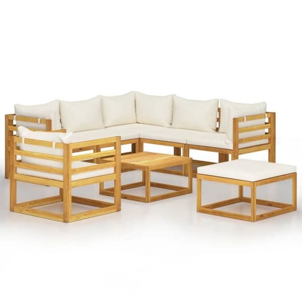 Maison Exclusive - Trädgårdsmöbler 8 delar med kuddar Creme Solid akaciaträ