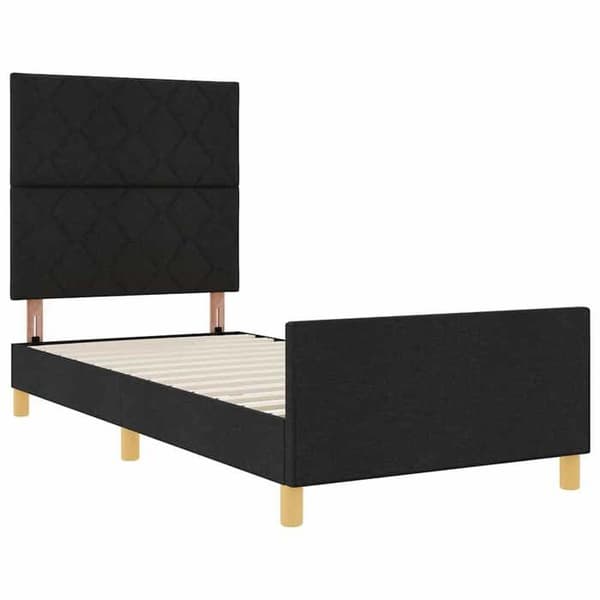 Sängram - EXKLUSIV HEM - Modern - 100 x 200 cm - Svart sammet - Dold förvaring Svart