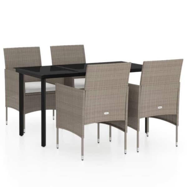 Maison Exclusive - Puutarhakalustesarja tyynyillä 5 kpl Beige/musta