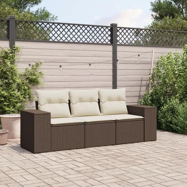 Maison Exclusive - Trädgårdsmöbler med kuddar 3 delar brun flätad resin brun
