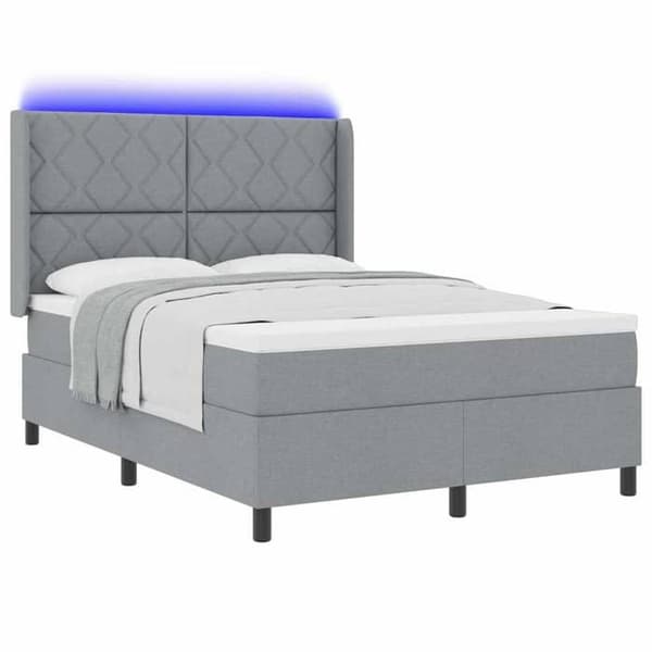 Maison Exclusive - LED-jousipatja Harmaa 140 x 200 cm kangas Ljusgrått