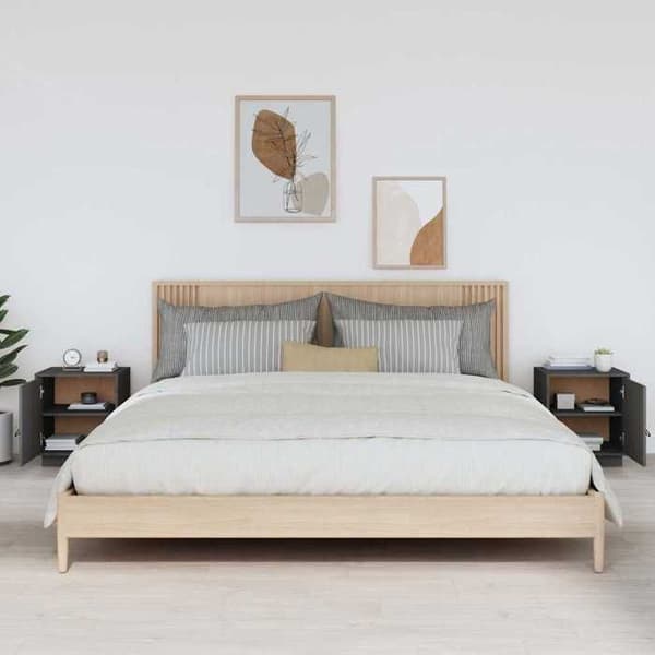 Maison Exclusive - Yöpöydät 2 kpl Harmaa 40x34x45 cm Massiivipuu Grå