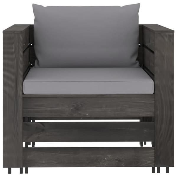Maison Exclusive - Havegruppe 2 stk med puder, grå imprægneret træ Grå (trä impregnerat med grå)