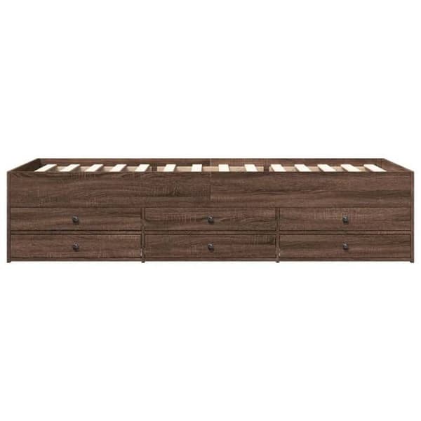 Dagseng - EKSKLUSIV HUS - 75 x 190 cm - Mørk eg - 6 skuffer - Lamelseng Brun ek