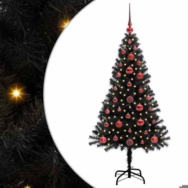 Juletræ - EKSKLUSIV HUS - 120 cm PVC - Sort - Velegnet til udendørs brug - USB LED-belysning Svart