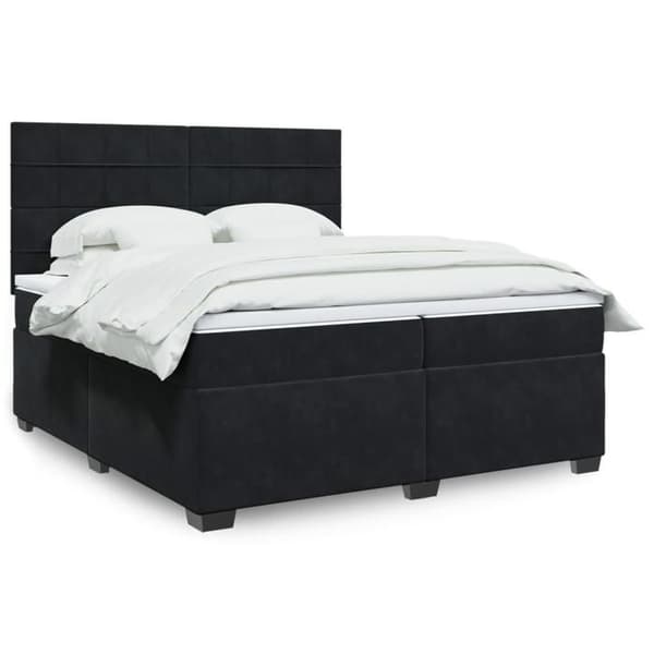 Maison Exclusive - Sengestel med kunstlæder og madras Sort 200x200 cm Velours