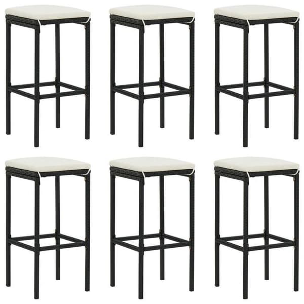 Maison Exclusive - Havebar sæt 7 dele med sorte polyrattan puder
