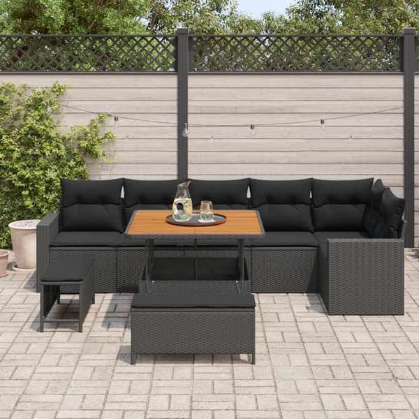 Maison Exclusive - 9 stk. have-sofa sæt i sort polyrotin Svart