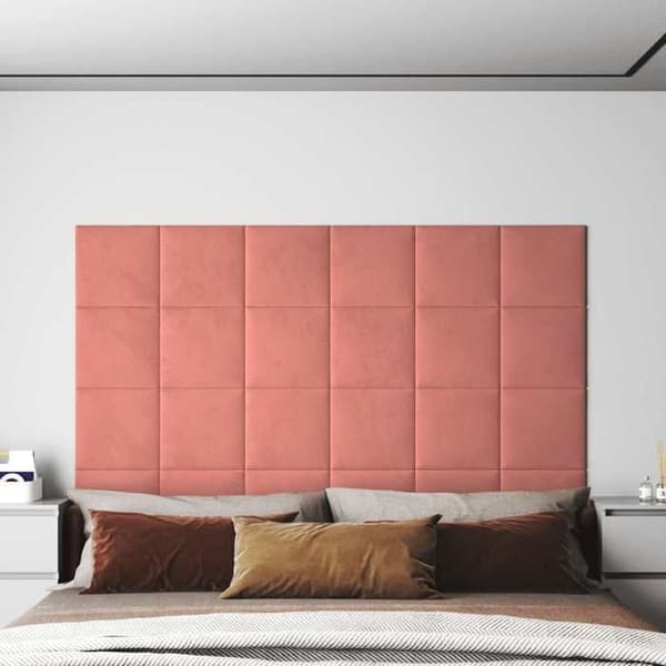 Væghovedgærde - EKSKLUSIV HUS - Rektangulær - Rosa - Velour - Træbund Ros