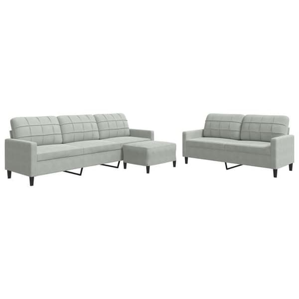 Maison Exclusive - Sæt af 3 sofaer med puder Lys grå Velour