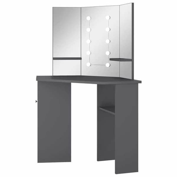 Maison Exclusive - Kulmakeittiö peili LED-valolla Harmaa 111x54x141,5 cm