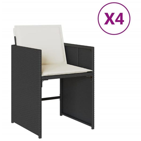 Maison Exclusive - Trädgårdsstolar set om 4 med svarta kuddar i flätad resin