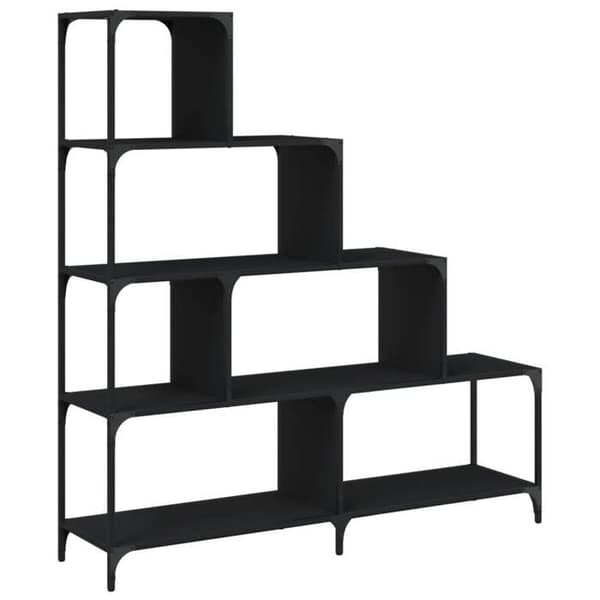 Maison Exclusive - Bibliotek i 4 niveauer sort 139x33,5x149 cm ingeniørtræ