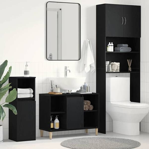 Maison Exclusive - Underskabs møbel Sort eg 80x33x60 cm Ingeniørtræ