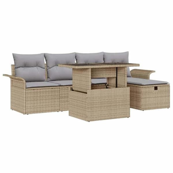 Maison Exclusive - 6 osan beige polyrottinkinen puutarhakalustesetti