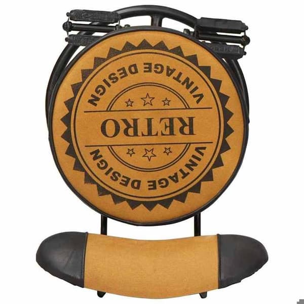 Maison Exclusive - Barstol i tryckt tyg, set om 2, äkta getskinn