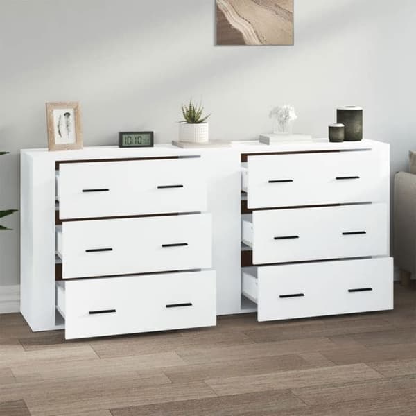 Buffet - Maison Exclusive - 2 dele - Hvid - Ingeniørtræ
