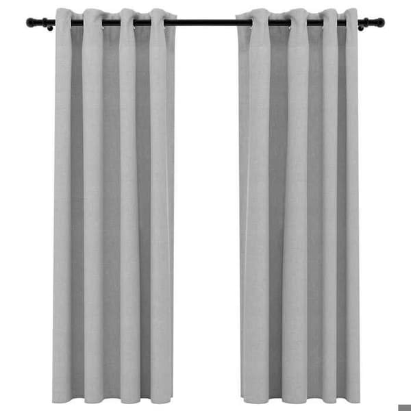Maison Exclusive - Verhot pimennysvaikutuksella, pellavapinta, 2 kpl, Harmaa 140x175cm Grå