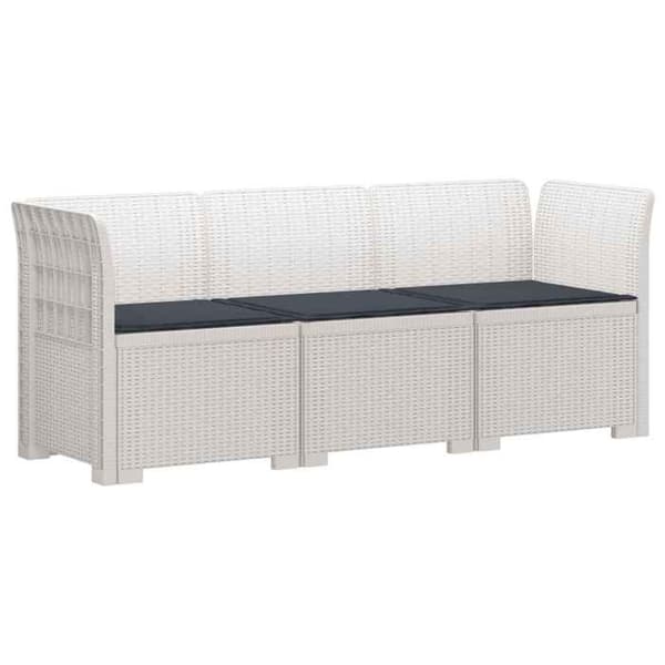 Havemøbel 3 pladser - MAISON EXCLUSIVE - Rattan-look - Hvid - PP-struktur - Polstret sæde Vit