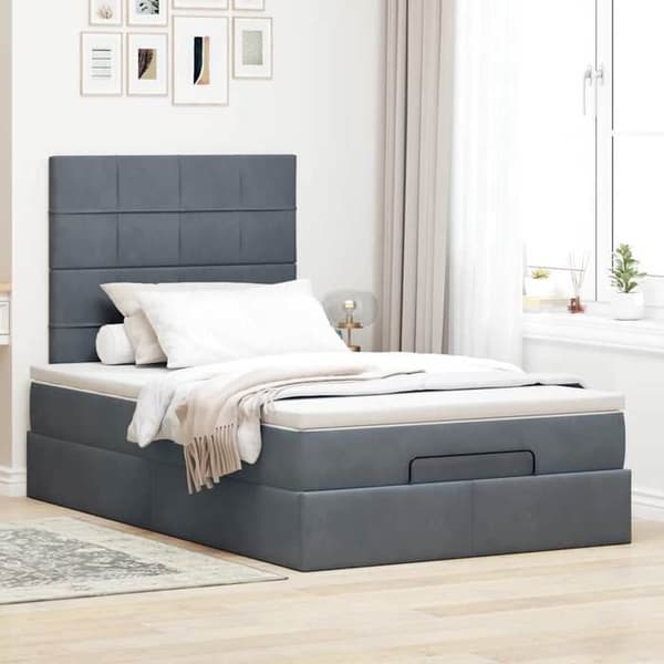 Maison Exclusive - Ottomanvuodekehys ja tummanharmaa 120x200 cm patja samettia Mörkgrå