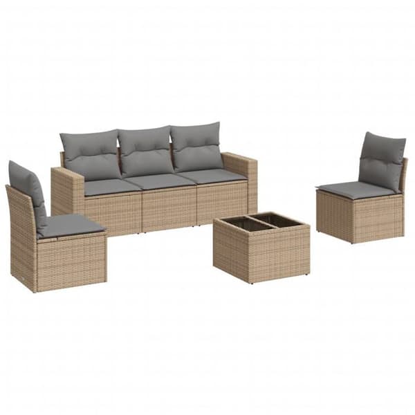 Maison Exclusive - Trädgårdsmöbler med kuddar 6 delar beige flätad resin