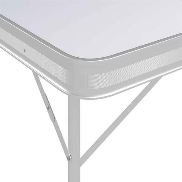 Maison Exclusive - Fällbart campingbord med 2 bänkar i aluminium vit
