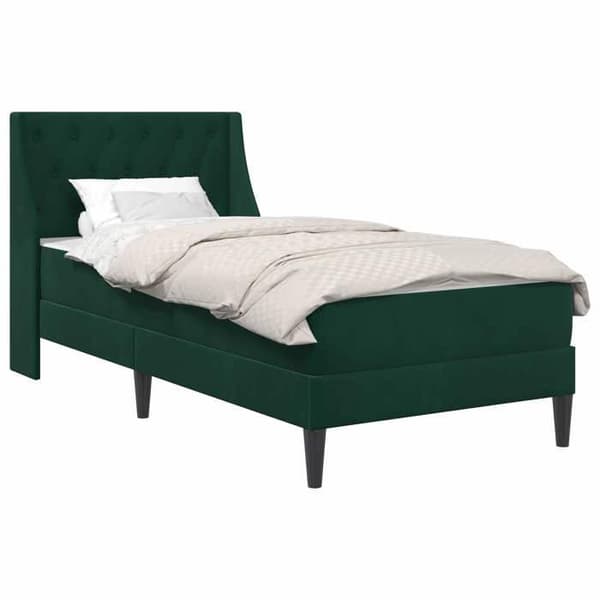 Maison Exclusive - Sängram med madrass Mörkgrön 90 x 190 cm Sammet
