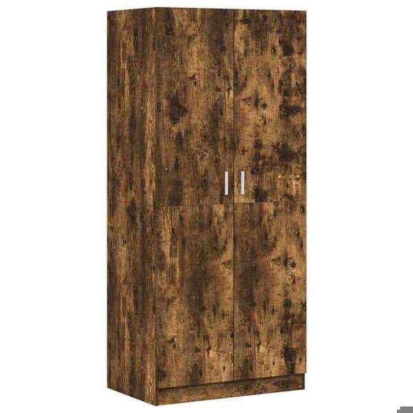 Skab - EKSKLUSIV HUS - 80 x 52 x 180 cm - Røget eg - 2 døre - Ingeniørtræ Rökt ek