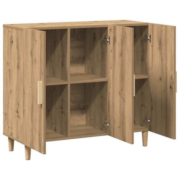 Maison Exclusive - Buffet i egetræ, håndlavet 90x34x80 cm, ingeniørtræ