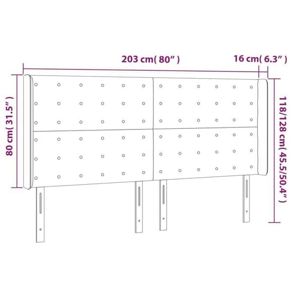 Maison Exclusive - LED-päätymustalla 203x16x118/128 cm sametilla Svart