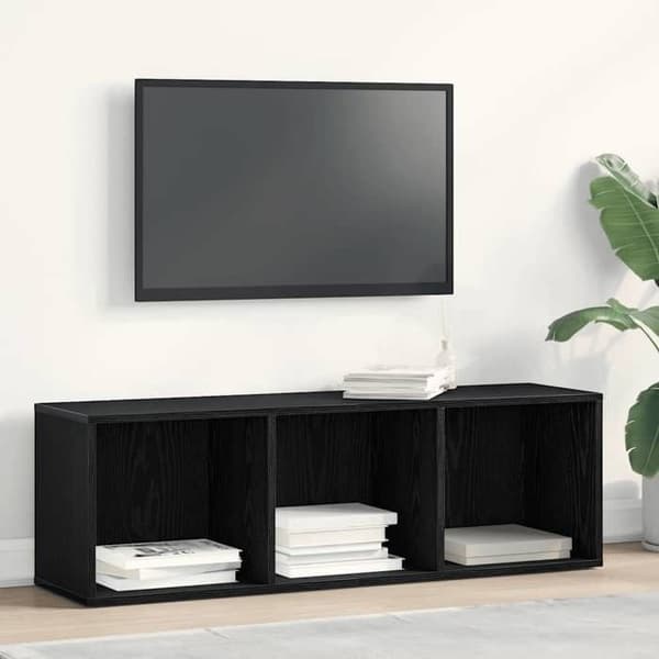 Maison Exclusive - Bibliotek i sort egetræ 36 x 30 x 114 cm ingeniørtræ