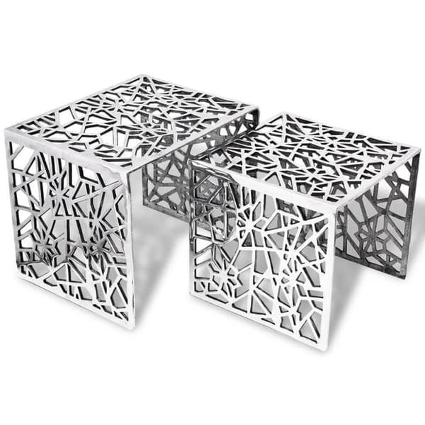 Maison Exclusive - Kvadratisk sidebord 2 dele Aluminium Sølv Silver