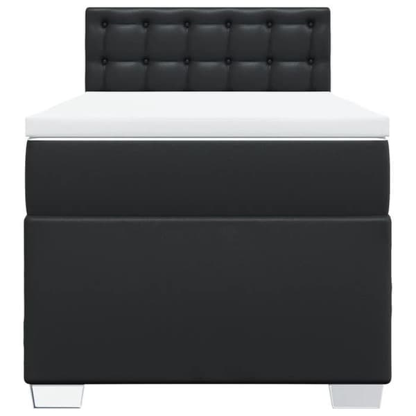 Maison Exclusive - Sengebund med lameller og madras Sort 100x200 cm Kunstlæder