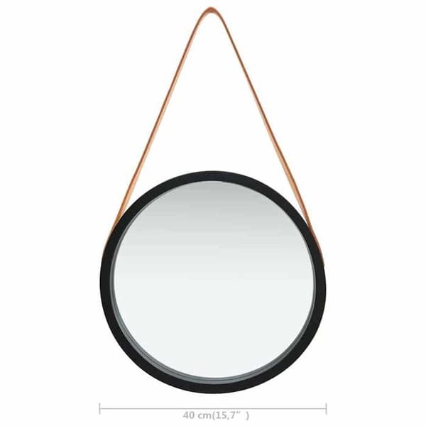 Maison Exclusive - Väggspegel med rem 40 cm Svart
