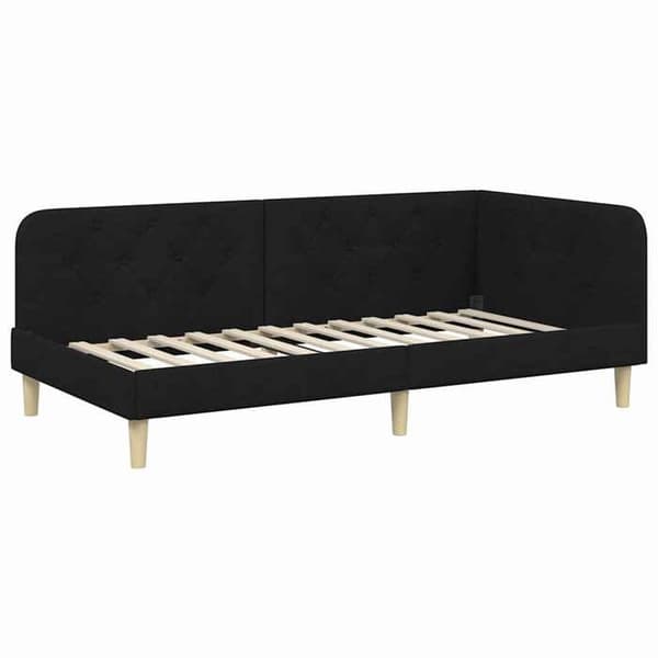 Maison Exclusive - Musta kulmasänky 90 x 200 cm kangas