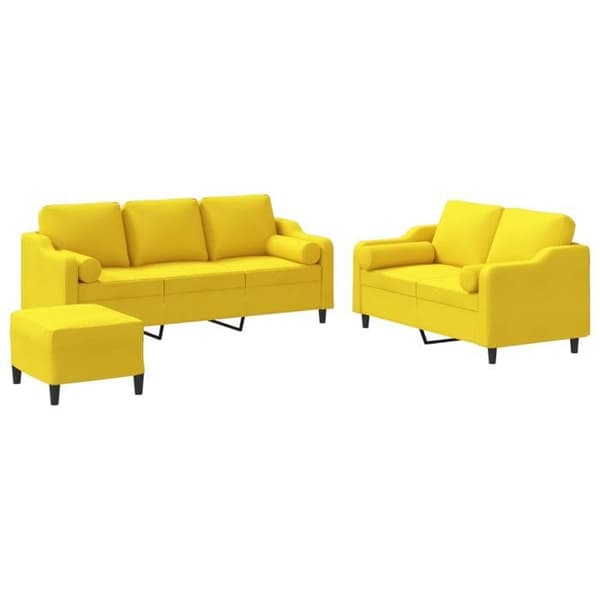 Maison Exclusive - Sæt af 3 sofaer med lysegule puder i stof