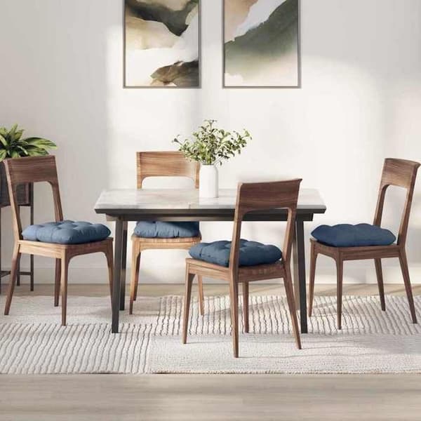 Sædehynder - EKSKLUSIV HUS - Sæt af 4 - Fløjl - Blå - 45 x 45 cm Blå