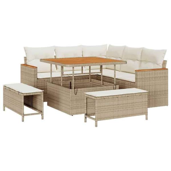 Maison Exclusive - 8 osan beige polyrottinkinen puutarhakalustesetti