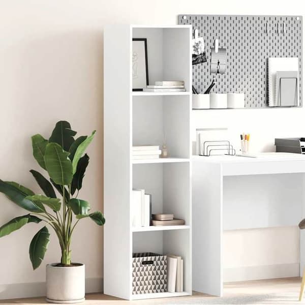 Maison Exclusive - Vit bibliotek 40x30x152 cm ingenjörsträ