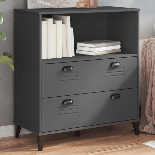 Maison Exclusive - Bibliotek VIKEN grå antracit 80x40x90cm ingenjörsträ Kolgrå