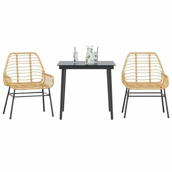 Maison Exclusive - Trädgårdsset 3 delar brun flätad resin glas