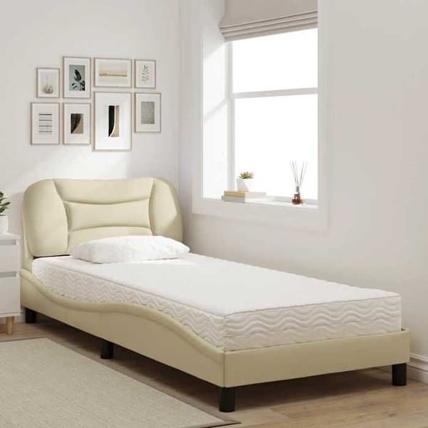 Maison Exclusive - Hvar-kerma 80x200 cm sänky patjalla, kangas grädde