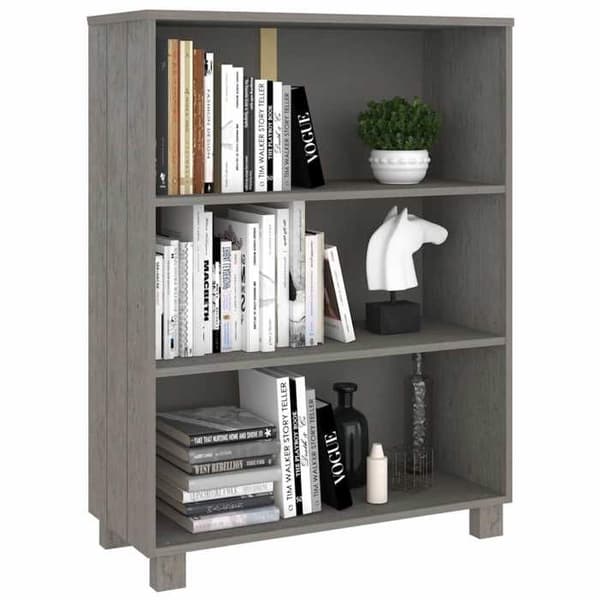 Maison Exclusive - HAMAR-kirjasto Harmaa vaalea 85x35x112 cm Massiivipine Ljusgrått