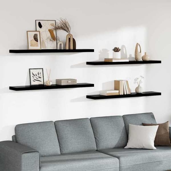 Maison Exclusive - Flydende væghylde 4 stk Sort blank 120x23,5x3,8cm MDF