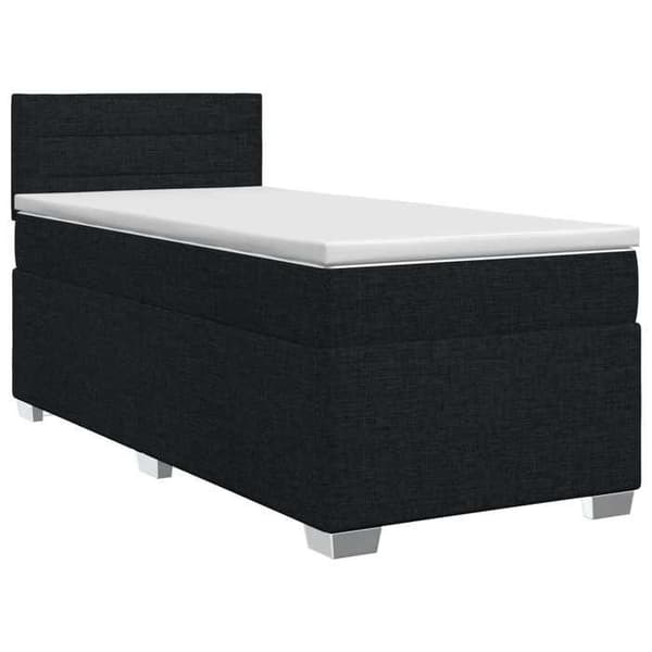Lys boxspring - MAISON EXCLUSIVE - 90 x 200 - Sort - Polyesterstof - Justerbar hovedgærde Svart