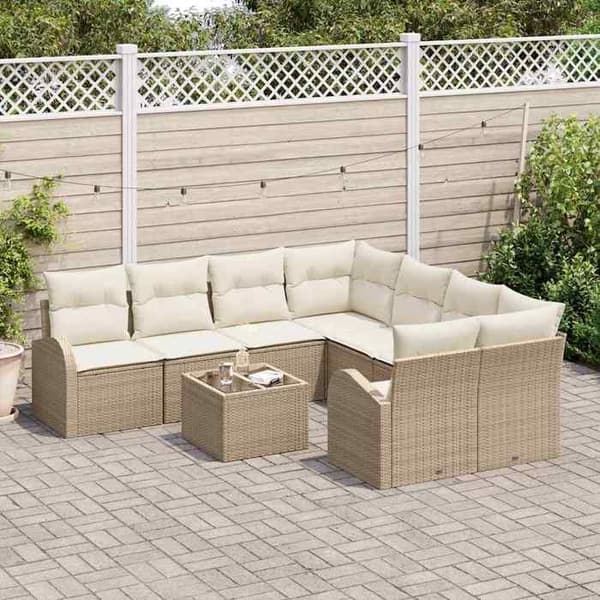 Trädgårdsmöbelset - EXKLUSIV HEM - 9 delar - Beige - Polyrotting - Modulär beige