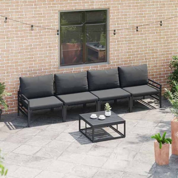 Maison Exclusive - 5 osan musta terassipöytäryhmä