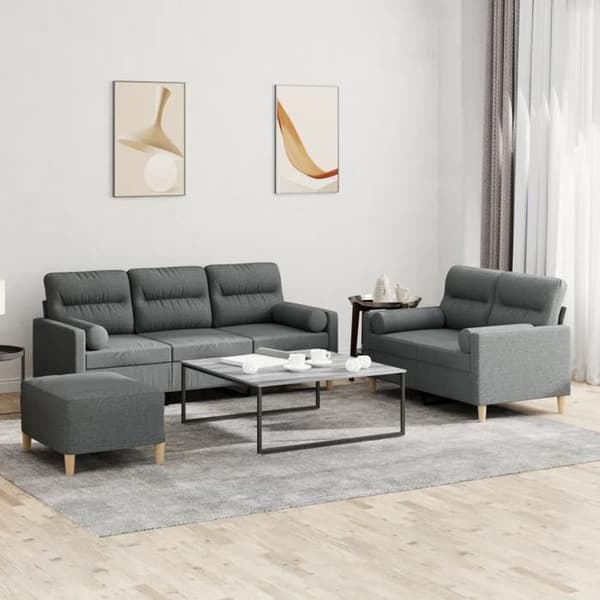 Maison Exclusive - Sæt af 3 sofaer med mørkegrå puder i stof
