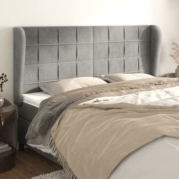 Maison Exclusive - Pääty, jossa korvat, Vaaleanharmaa 183x23x118/128 cm Sametti Ljusgrått