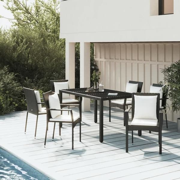 Maison Exclusive - Havemøbler sæt med puder 7 stk Sort fletværk